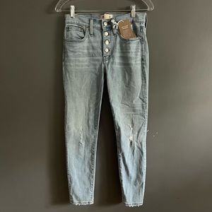 Madewell NWT button fly high rise skinny crop jeans, size 26
